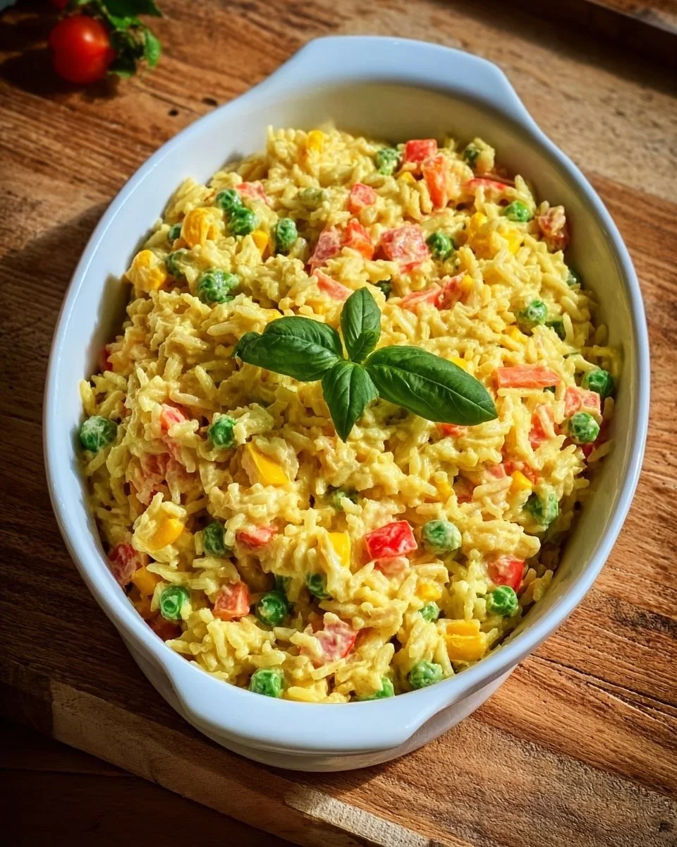 Insalata di riso colorata con curry