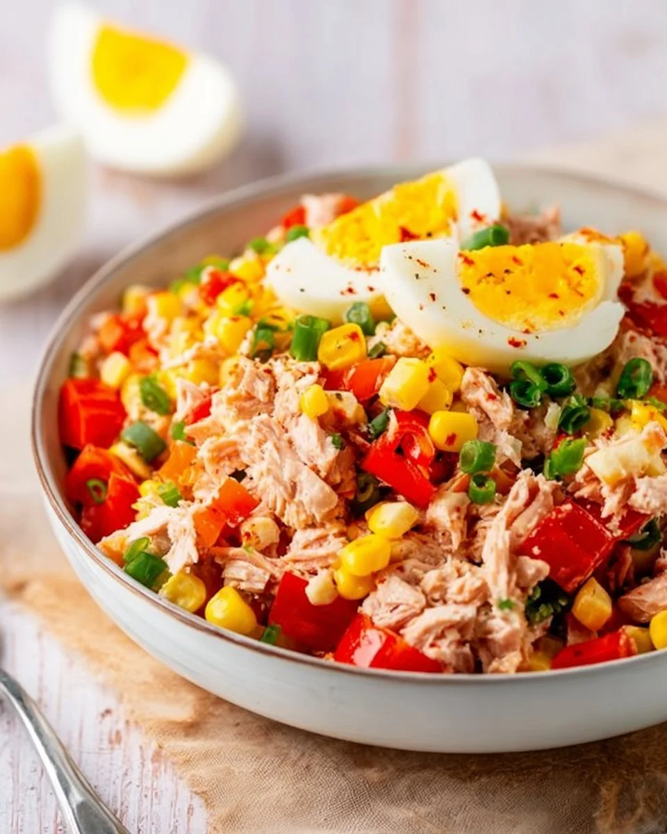Insalata di Tonno con Uova, Mais e Peperoni
