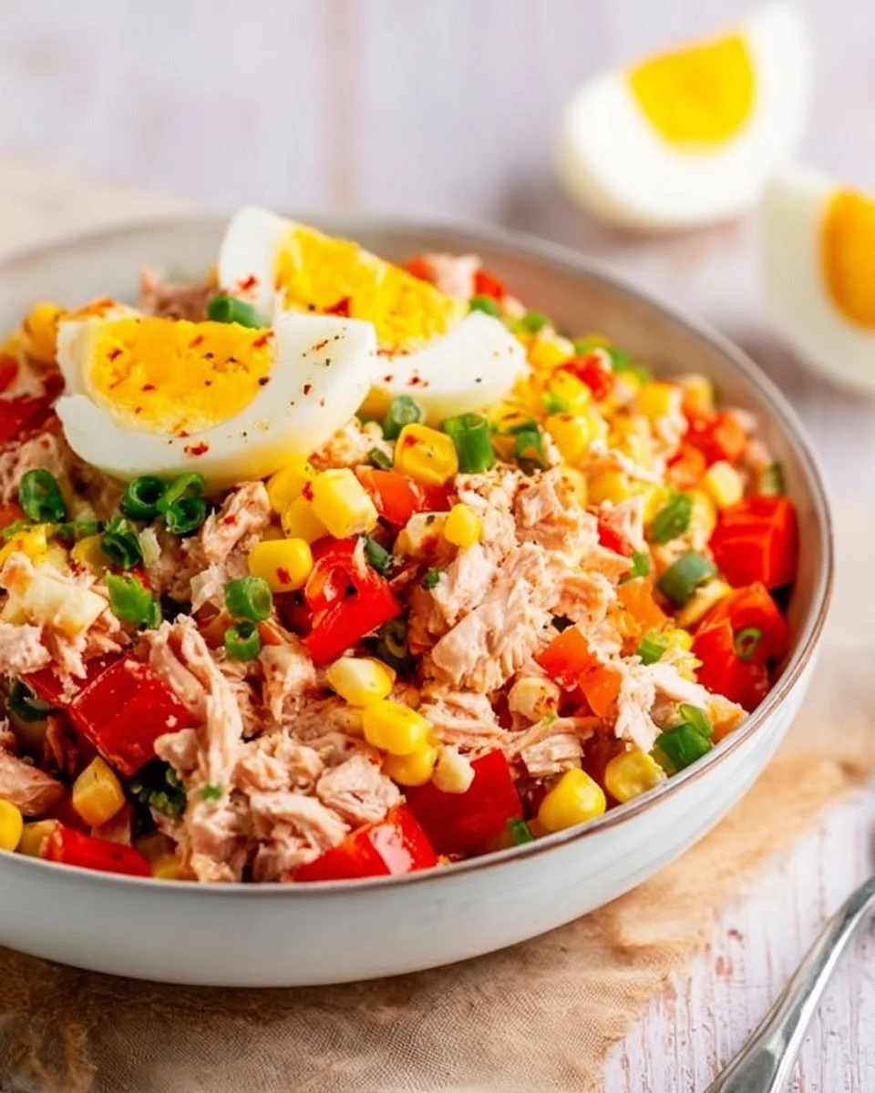 Insalata di Tonno con Uova, Mais e Peperoni
