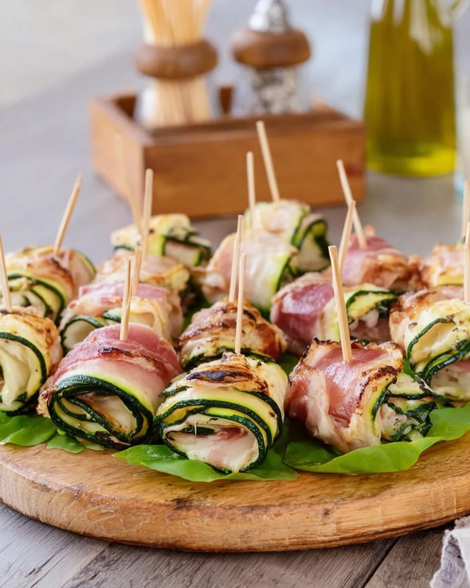 Involtini di zucchine grigliate con robiola e prosciutto cotto