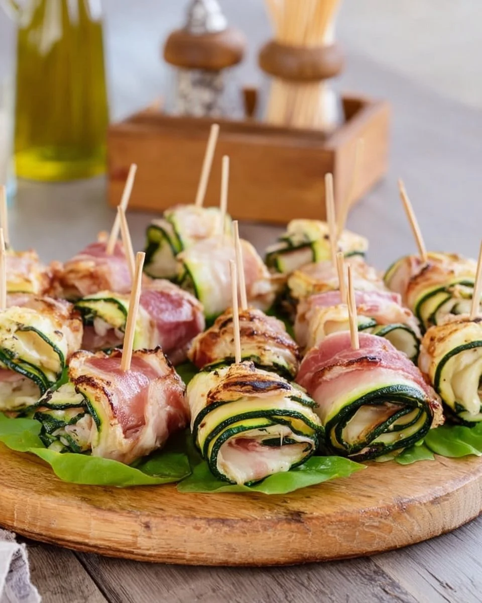 Involtini di zucchine grigliate con robiola e prosciutto cotto