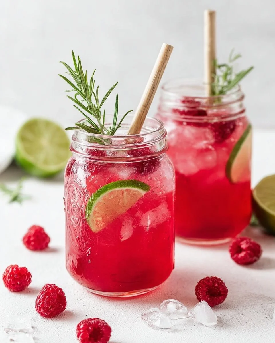 Lemonade di lampone con rosmarino e lime