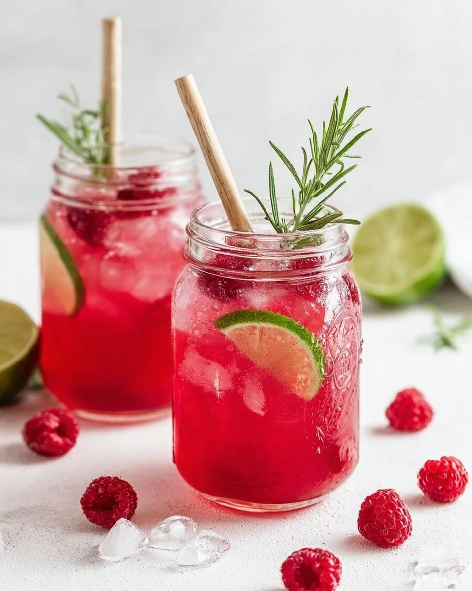 Lemonade di lampone con rosmarino e lime