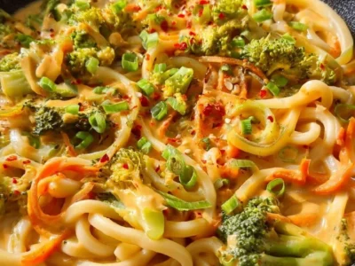 Noodles Udon con salsa di arachidi e verdure