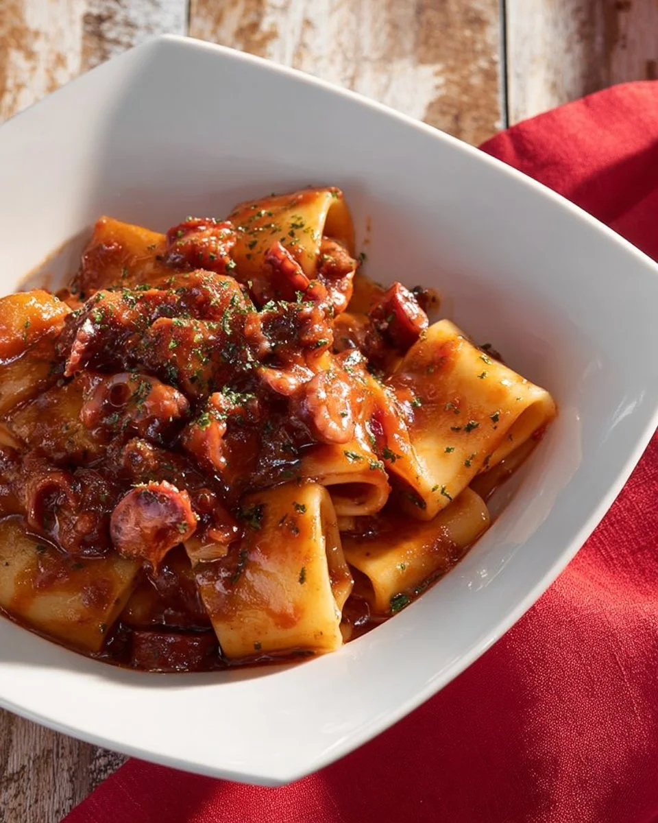 Paccheri con ragù di polpo