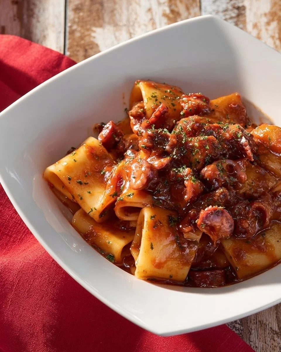 Paccheri con ragù di polpo