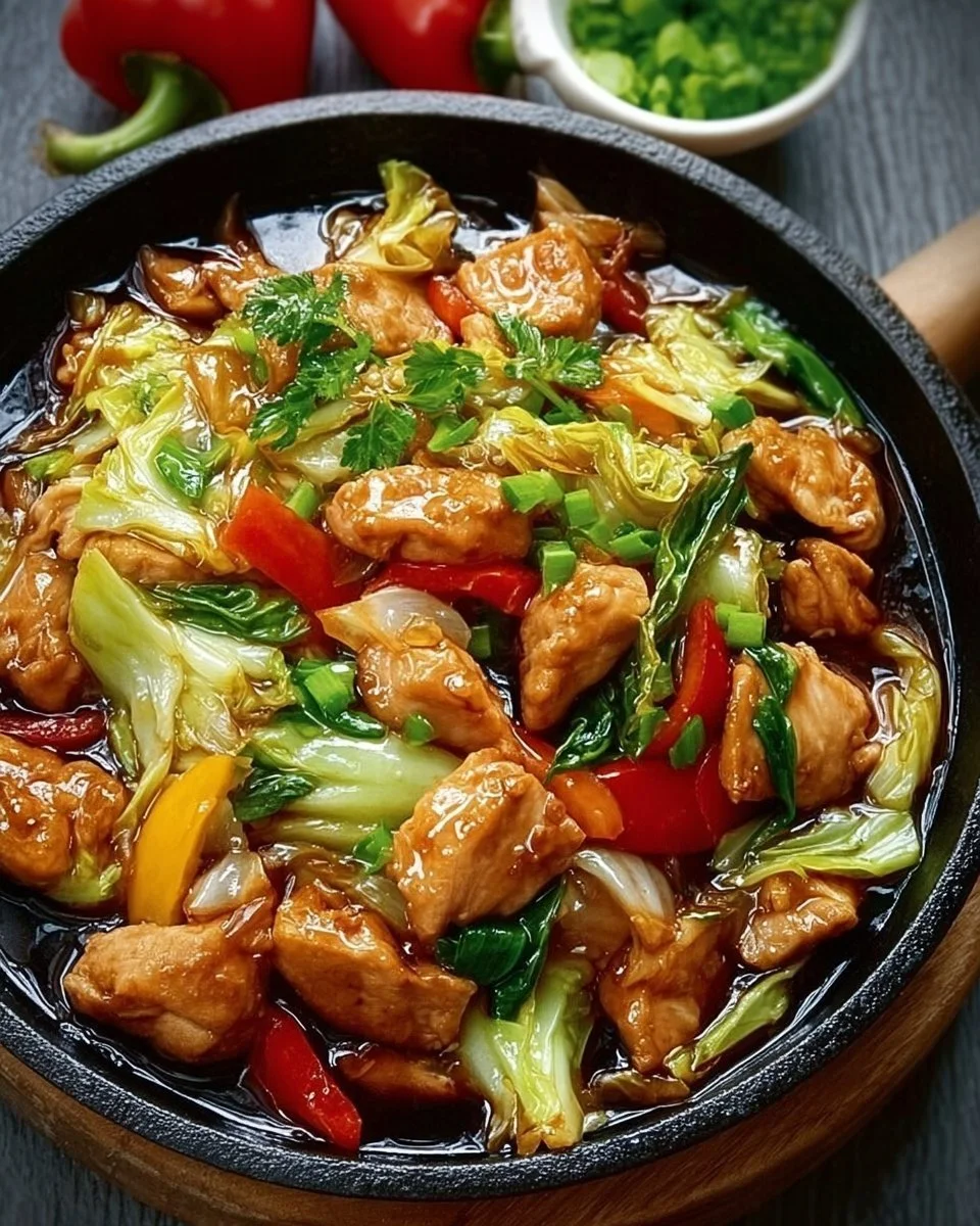 Padella di pollo con cavolo cinese