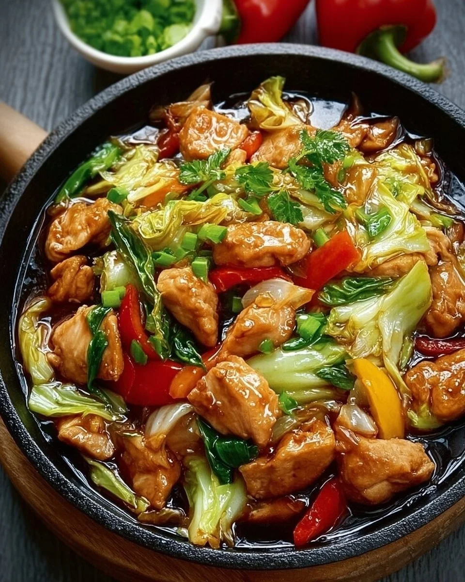 Padella di pollo con cavolo cinese