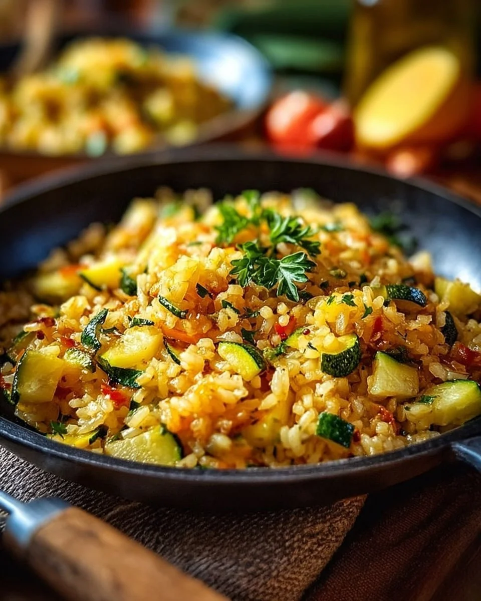 Padella di riso e zucchine