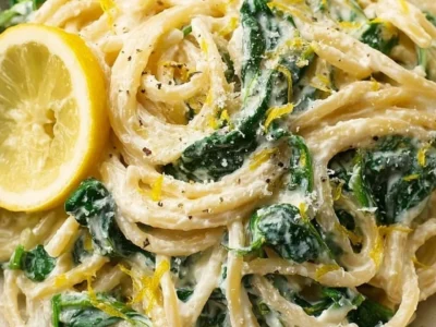 Pasta al limone e ricotta con spinaci
