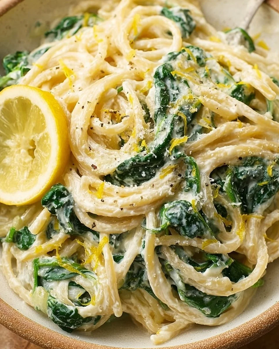 Pasta al limone e ricotta con spinaci