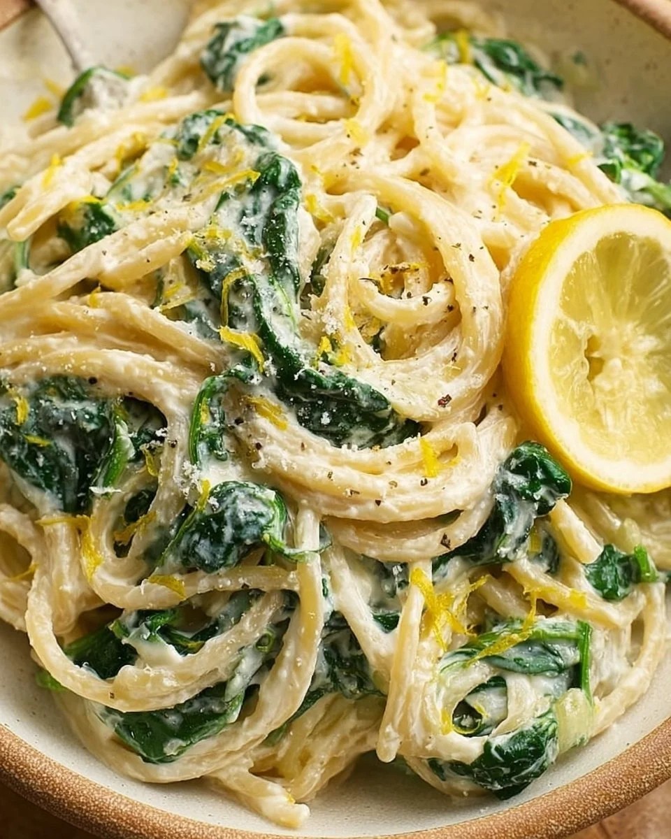 Pasta al limone e ricotta con spinaci