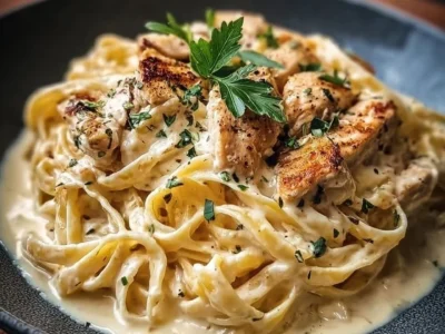 Pasta Alfredo con pollo cremoso