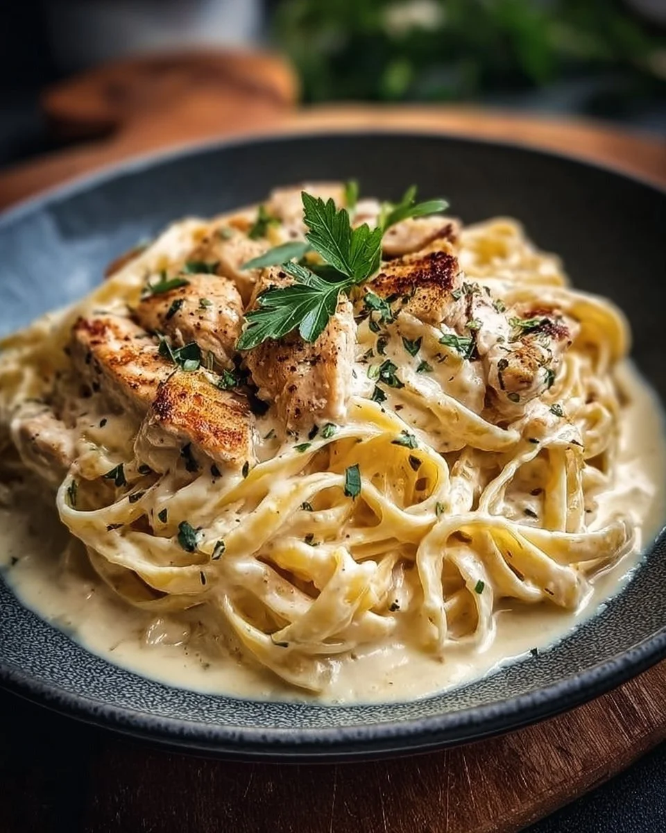 Pasta Alfredo con pollo cremoso