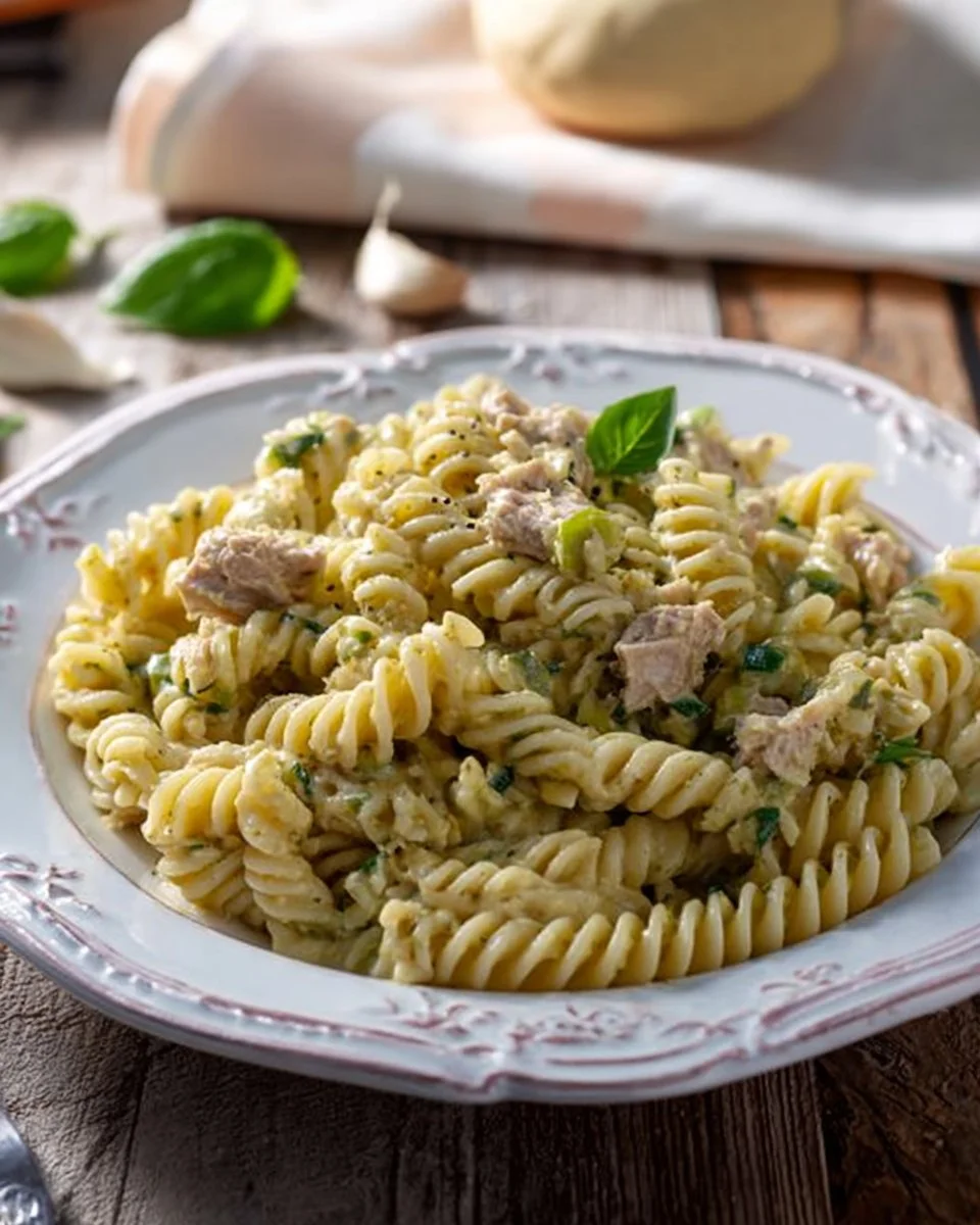 Pasta con salsa cremosa alle zucchine e tonno