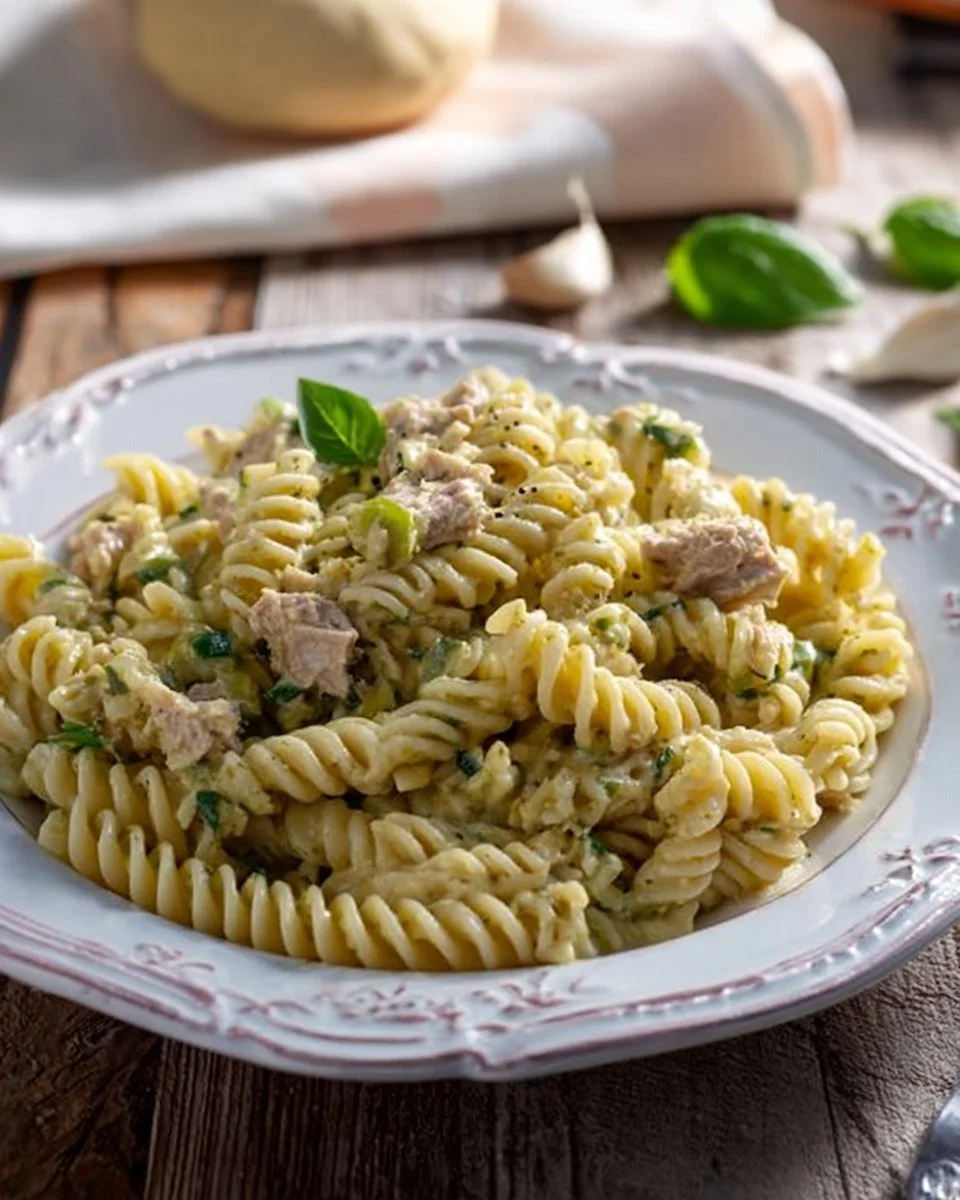 Pasta con salsa cremosa alle zucchine e tonno