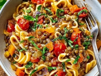 Pasta in un’unica pentola con lenticchie