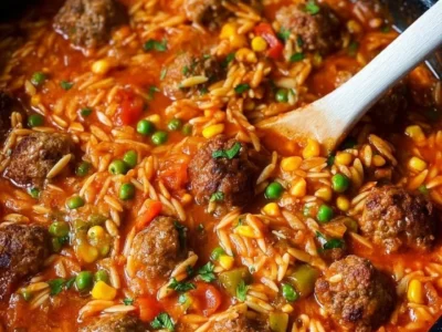 Pasta Orzo con Polpette