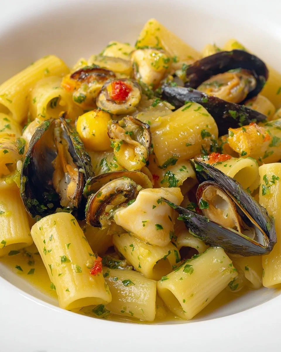Pasta patate, cozze e zafferano