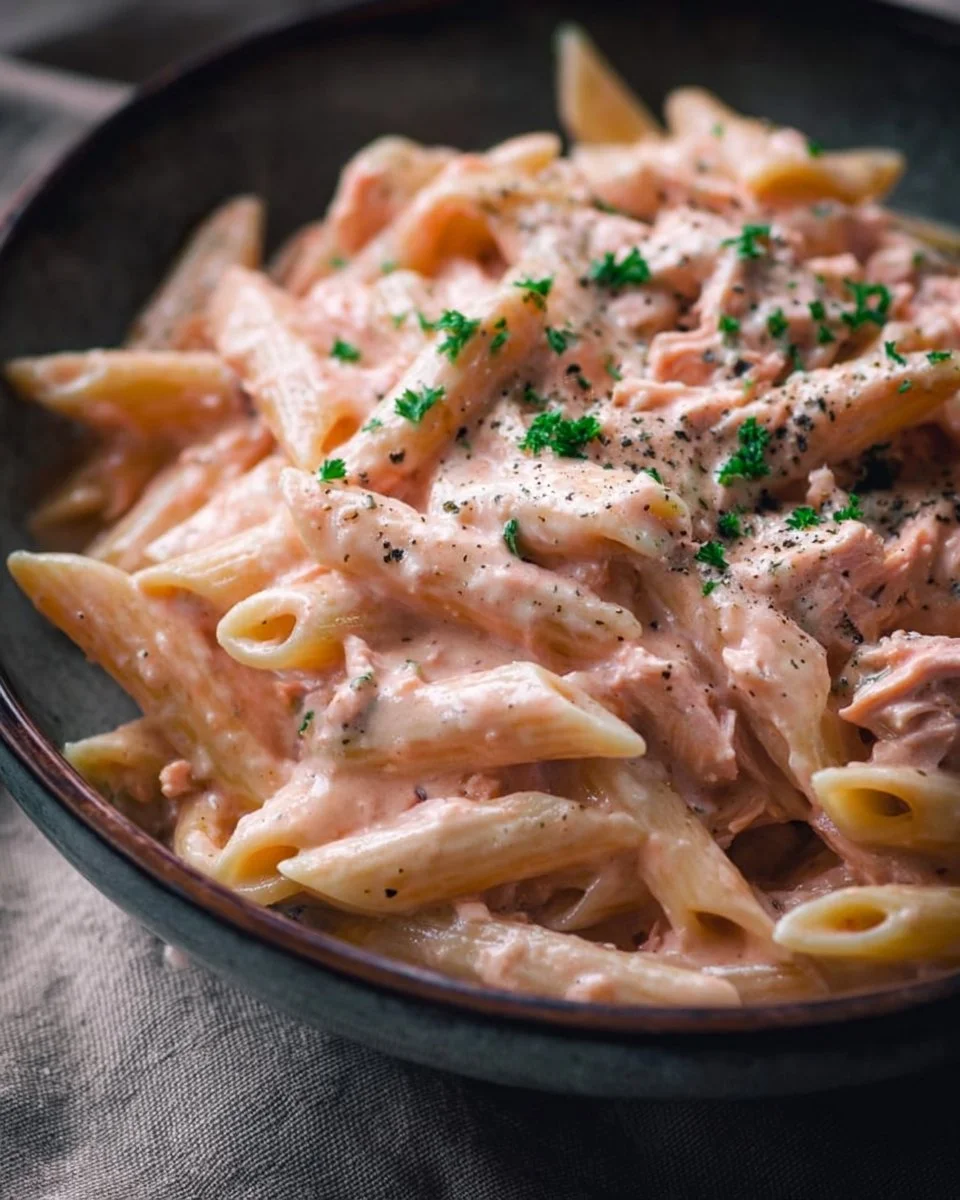 Penne al baffo con tonno