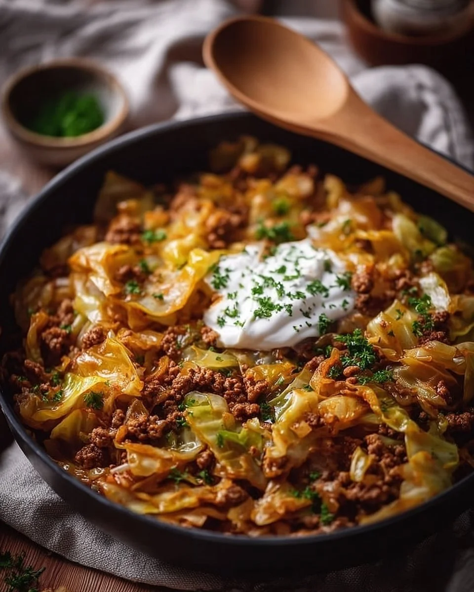 Pentola di carne macinata con cavolo cappuccio bombastico