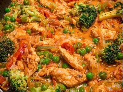 Piatto di verdure con pollo