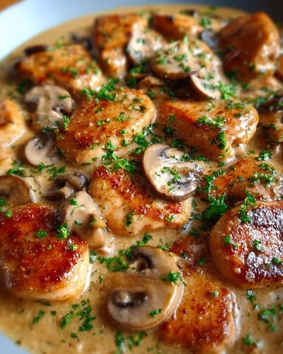 Pollo e funghi in padella