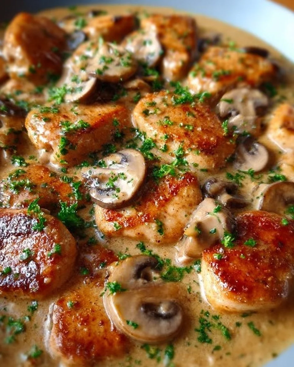 Pollo e funghi in padella