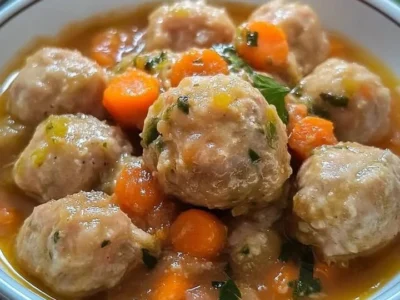 Polpette in umido con carote e piselli
