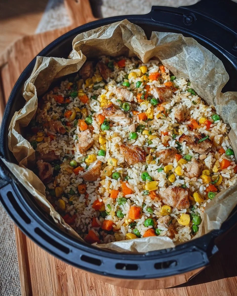 Riso con Pollo e Verdure in Airfryer