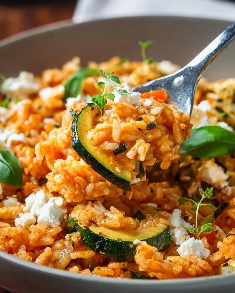 Riso con zucchine e feta