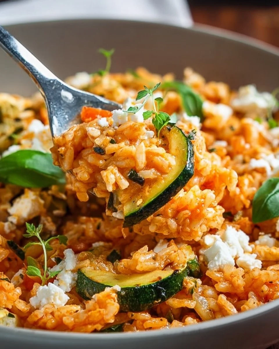 Riso con zucchine e feta
