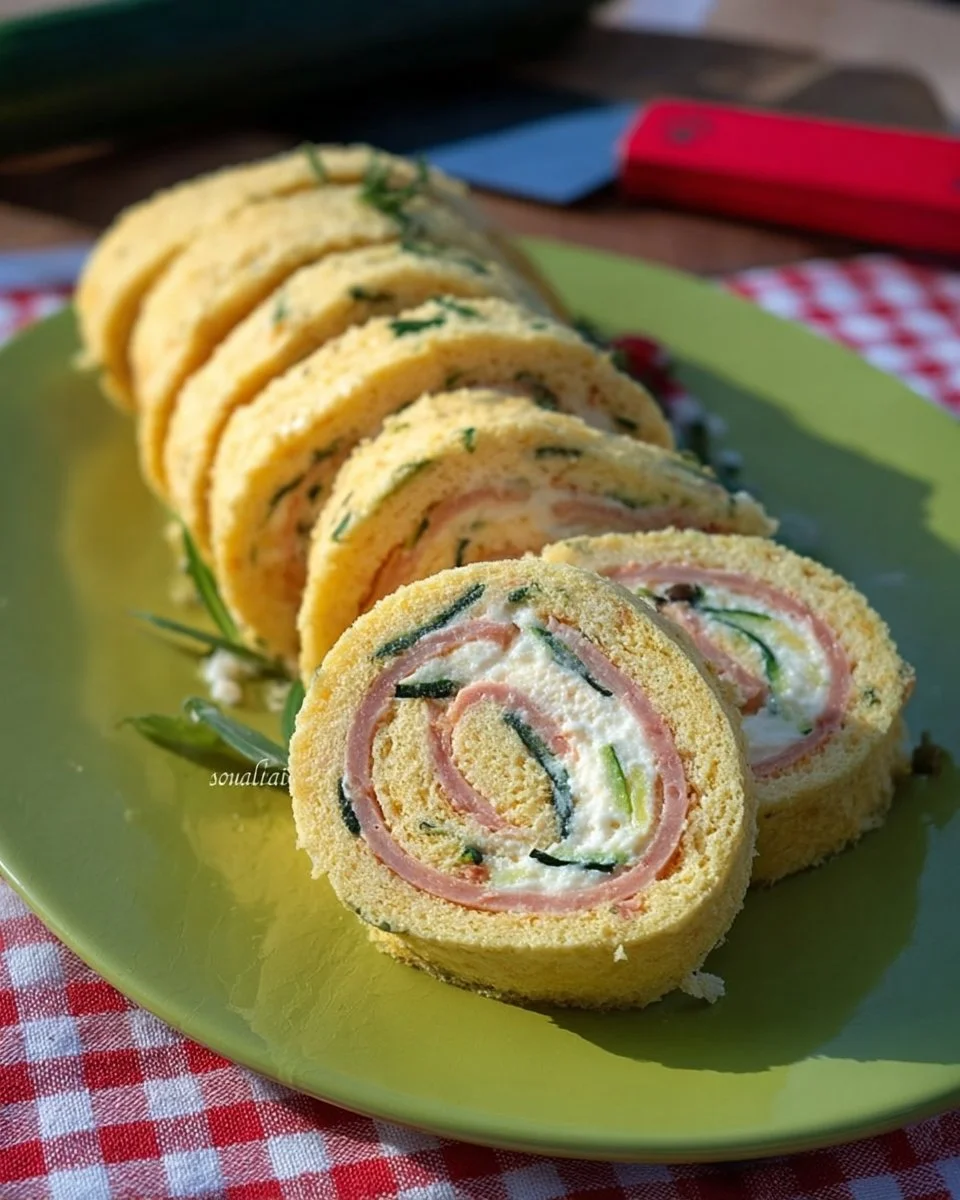 Rotolo salato al salmone con ricotta e zucchine