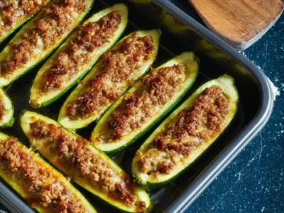 Zucchine ripiene di carne al forno