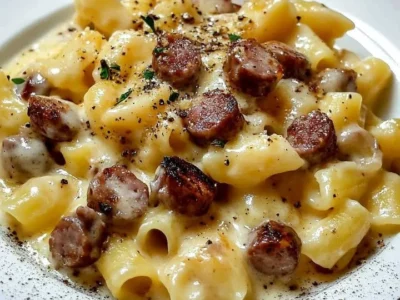Pasta con crema di patate e salsiccia