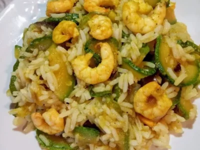 Riso Basmati con Curry, Zucchine e Gamberi